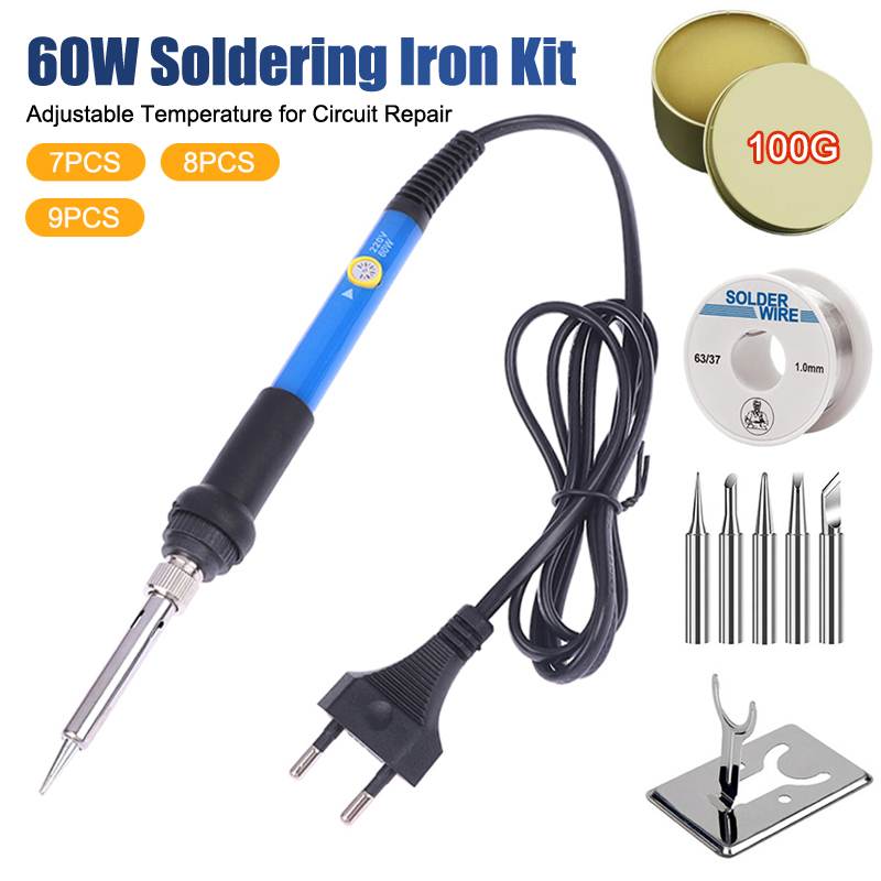 Diy Electronics Tool Kit - 温度調節可能 220V 60W 電気はんだごてキット はんだこて先 DIY回路溶接修理ツール