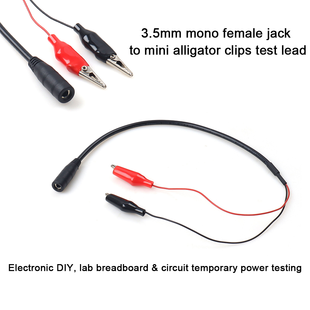 Diy Home Electronics Lab - 0.4M 3.5mmモノラルメスジャックからミニアリゲータークリップテストリード 24AWG DC電源ジャンパーワイヤー 電子DIYラボ実験用
