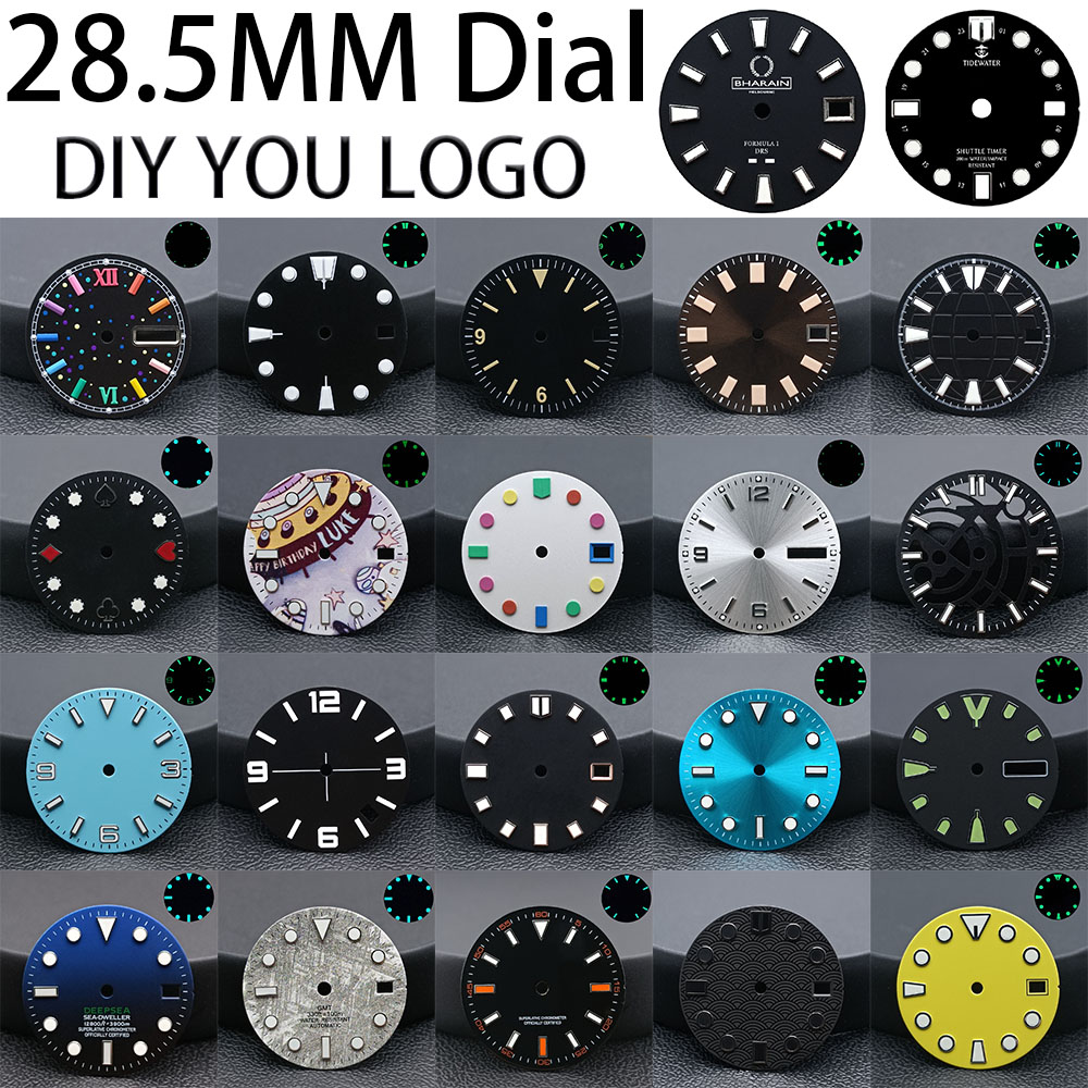 Diy Electronics Watch - 28.5mm ダイヤル直径 N H35/NH36 ムーブメント シングル/ダブルカレンダー付き夜光ダイヤル