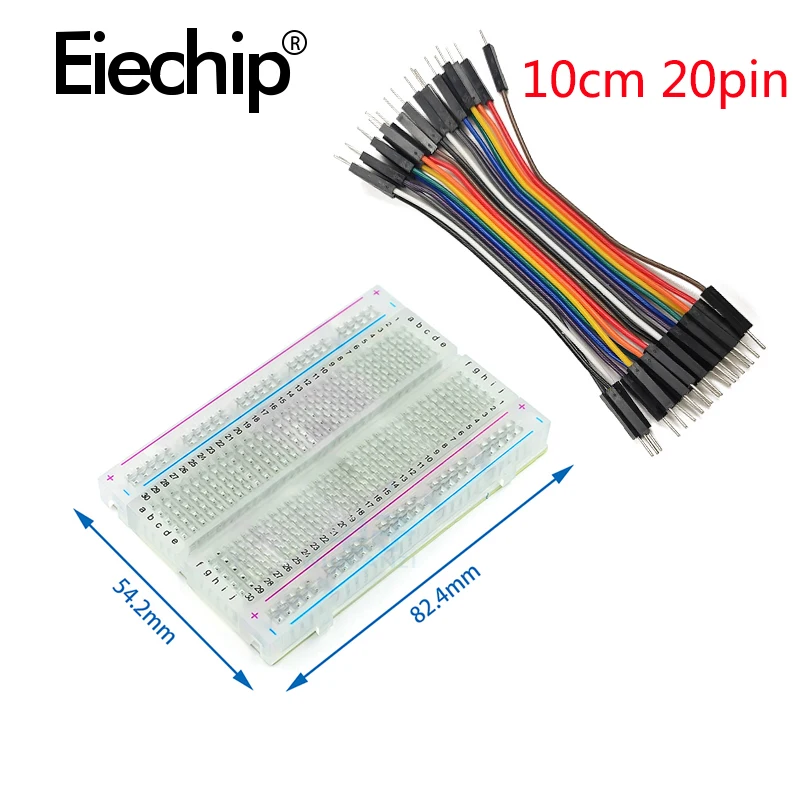Diy Electronics Breadboard - エッジのないコネクタボード,400ポイント,ミニテスト,プロトコルボード,8.5x5.5cm,透明ブレッドボード,オスからオス,デュポンケーブル,DIY