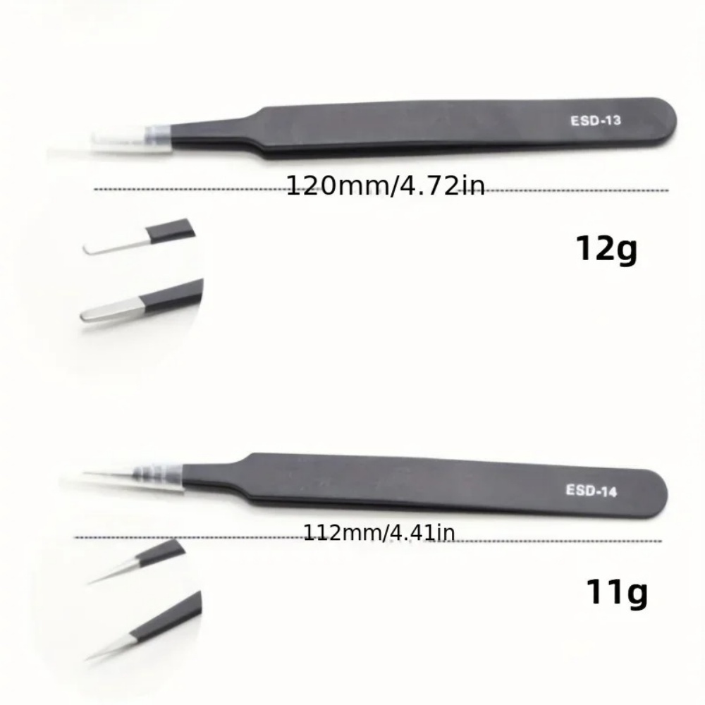6 個のステンレス鋼帯電防止精密 ESD ピンセットノンスリ - Diy Electronics Tool Kit のレビューと価格
