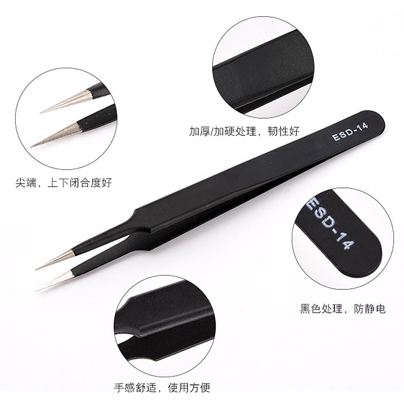 抗静的安全esdステンレス鋼の精密湾曲したピンセット電子研究 - Diy Home Electronics Lab のレビューと価格
