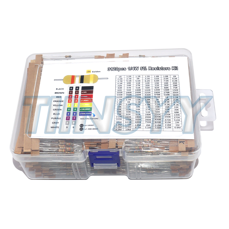 3120個 156種類 1-10Mオーム 1/4W 5% カ - Resistor Kit 1 4W のレビューと価格