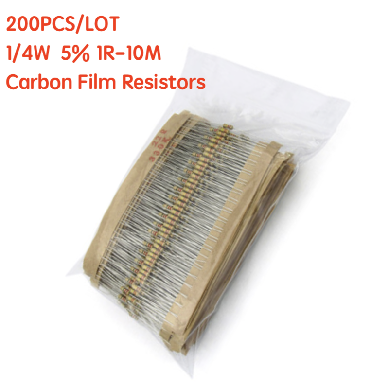 200 個 1/4 ワットカーボン皮膜抵抗器 5% 1R-1 - Resistor Kit 1 4W のレビューと価格