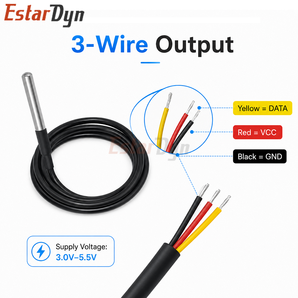 Estardyn DS18B20 防水デジタル温度センサー  - Ds18B20 Temperature Sensor のレビューと価格