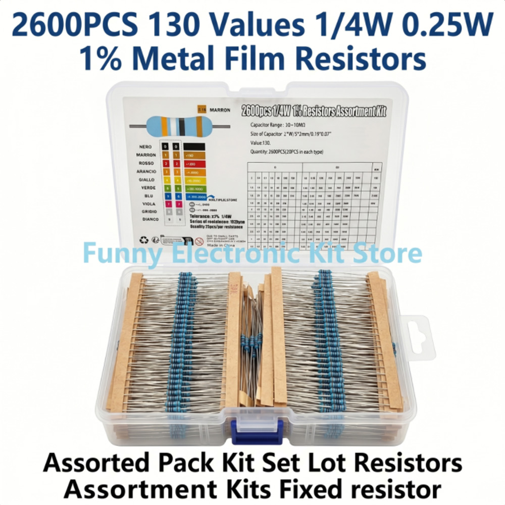 2600個入り金属皮膜抵抗器詰め合わせパック 130種類 1 - Diy Home Electronics Projects のレビューと価格
