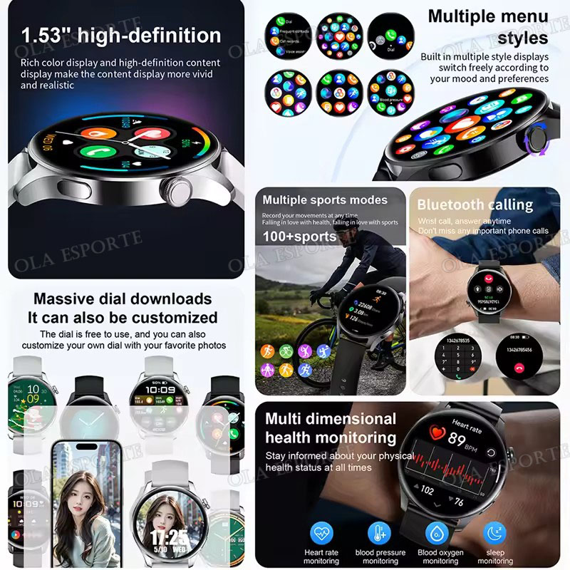 男女兼用新型スマートウォッチ BT通話 メッセージ通知 健康 - Diy Electronics Watch のレビューと価格